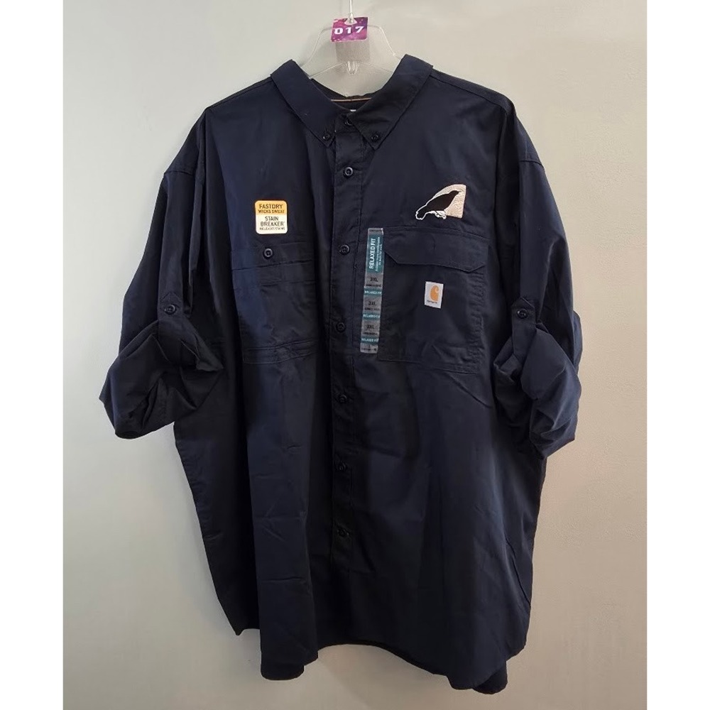 Carhartt Mens Ridgefield Shirt Blue Long Sleeve Relaxed Fishing Plus Sz 3XL NEW